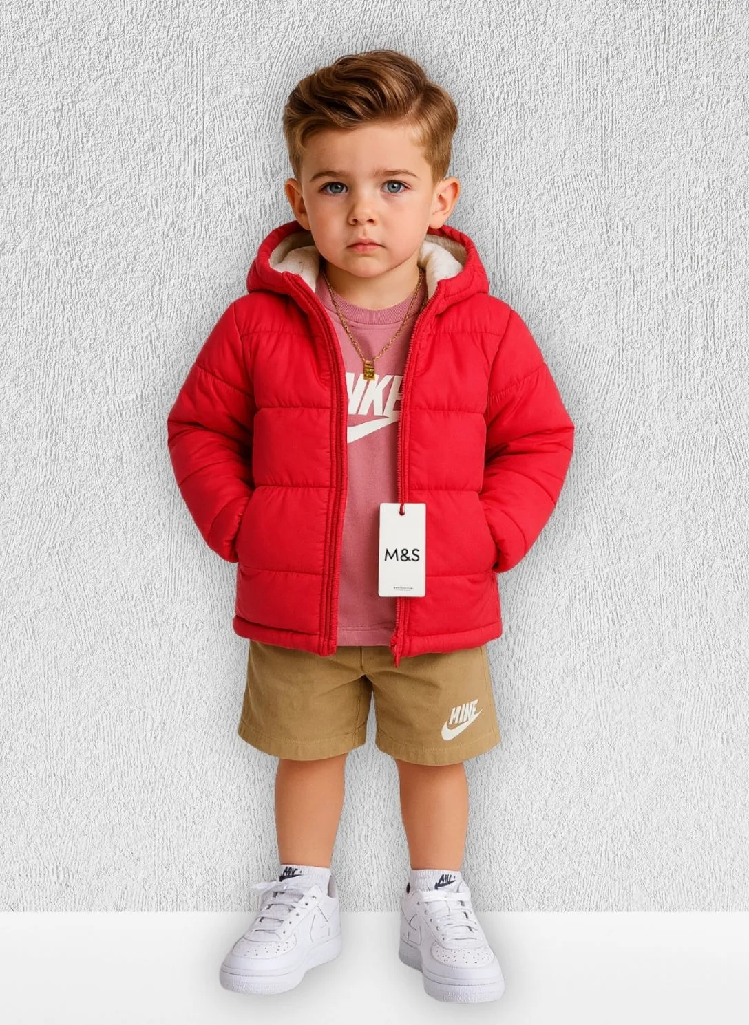 Cherry Red Kids Puffer Jacket
