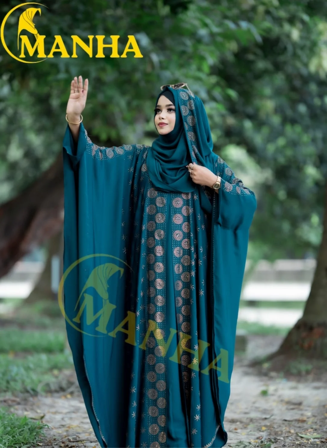 Deep Teal Premium Koti Abaya