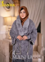 Grey Luxury Faux Fur Poncho Shal