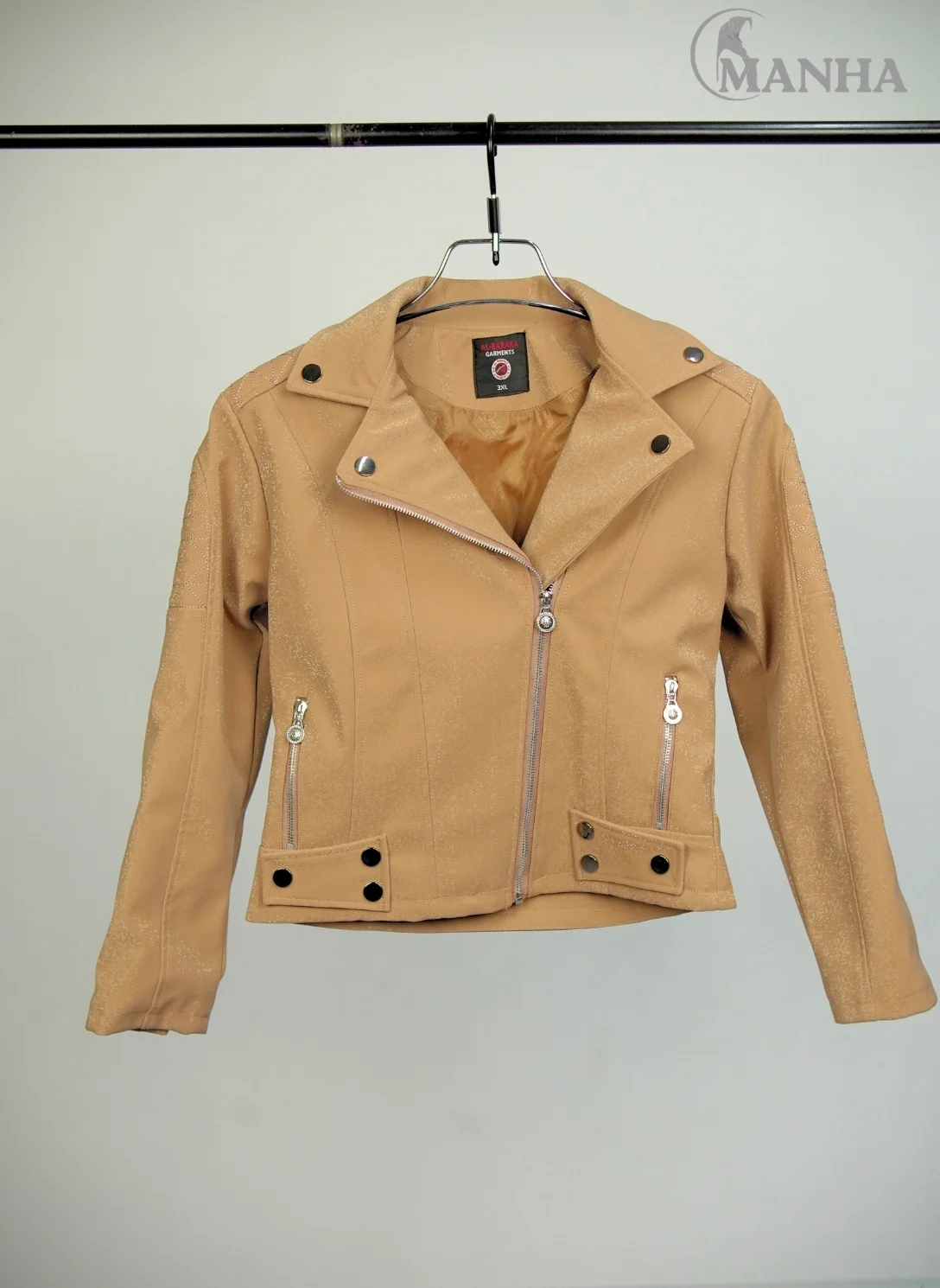 Light Camel Lady Biker Jacket