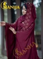 Maroon Elegant Attached Koti Abaya