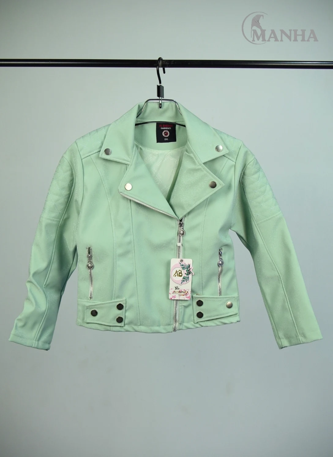 Mint Green Lady Biker Jacket