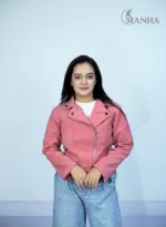 Soft Pink Lady Biker Jacket (2)