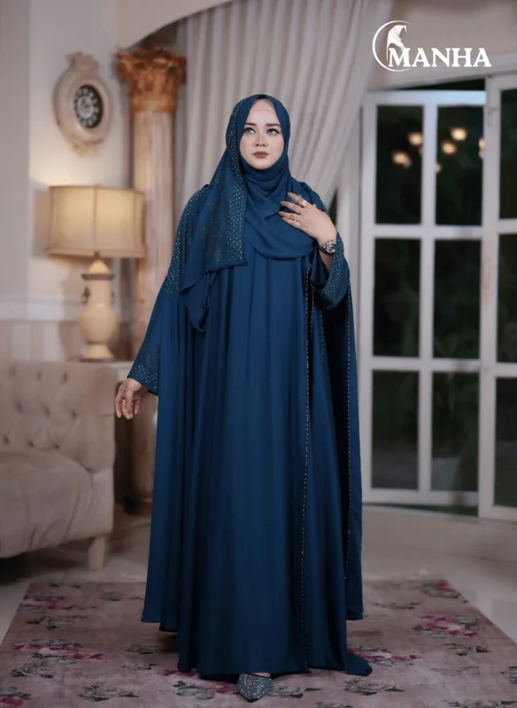 Deep Teal Eti Abaya Version-2