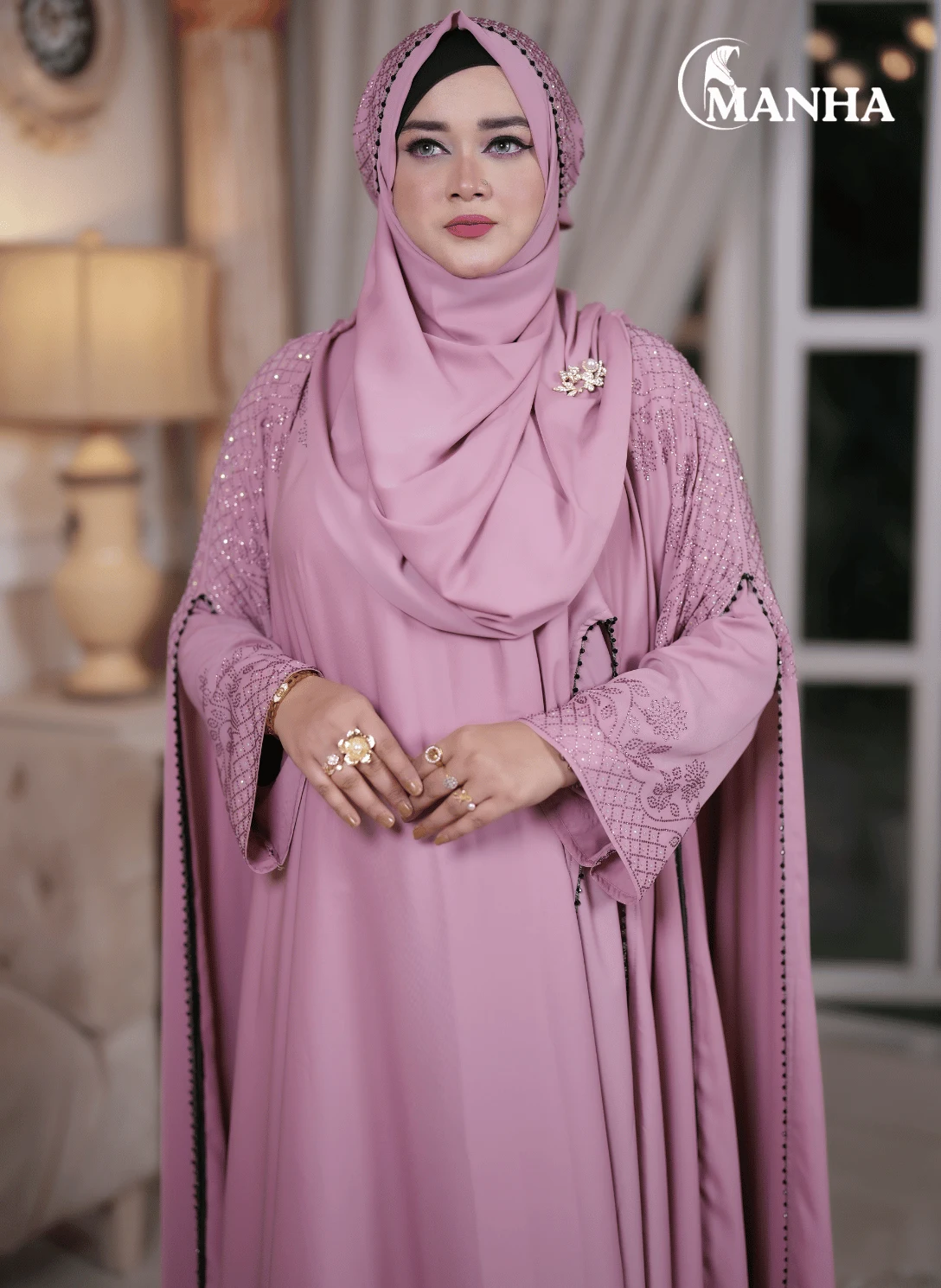 Dusty Rose Premium Eti Abaya Version -2