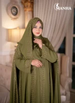 Olive Green Shehjadi Abaya (2)