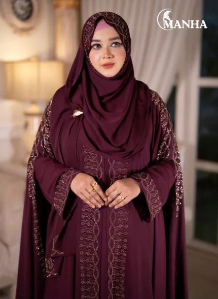 Royal Maroon Shehjadi Abaya
