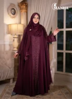 Royal Maroon Shehjadi Abaya