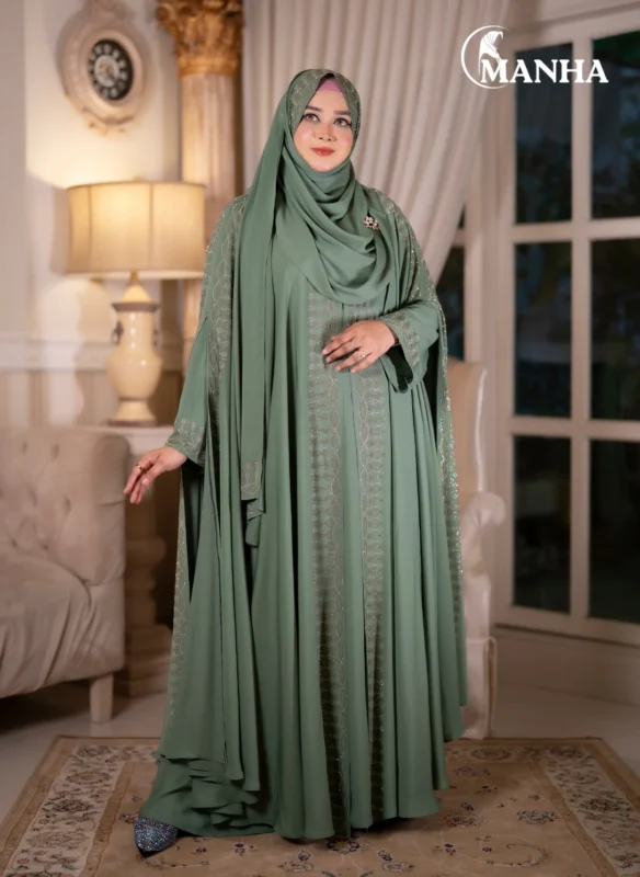 Sage Green Shehjadi Abaya,