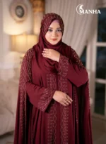 Wine Red Shehjadi Abaya