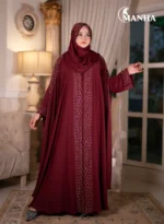 Wine Red Shehjadi Abaya
